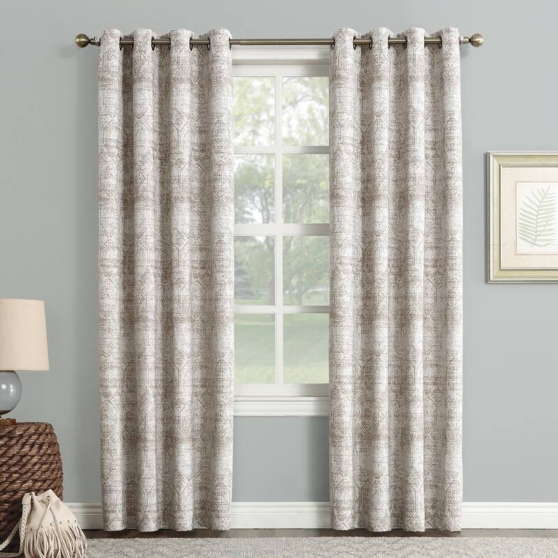 Sun Zero Darren Distressed Global Blackout Lined Grommet Curtain Panel, Single Panel - 84 Inches - Camel
