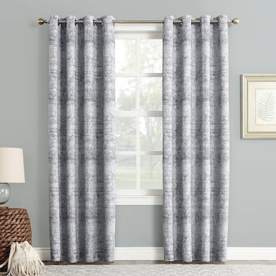 Sun Zero Darren Distressed Global Blackout Lined Grommet Curtain Panel, Single Panel