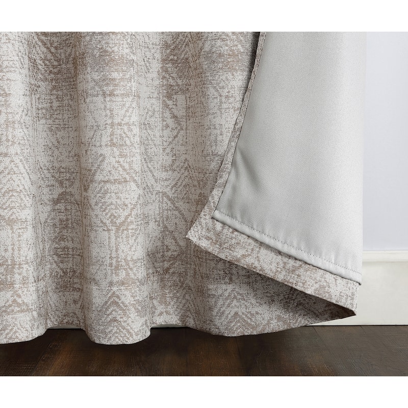 Sun Zero Darren Distressed Global Blackout Lined Grommet Curtain Panel, Single Panel