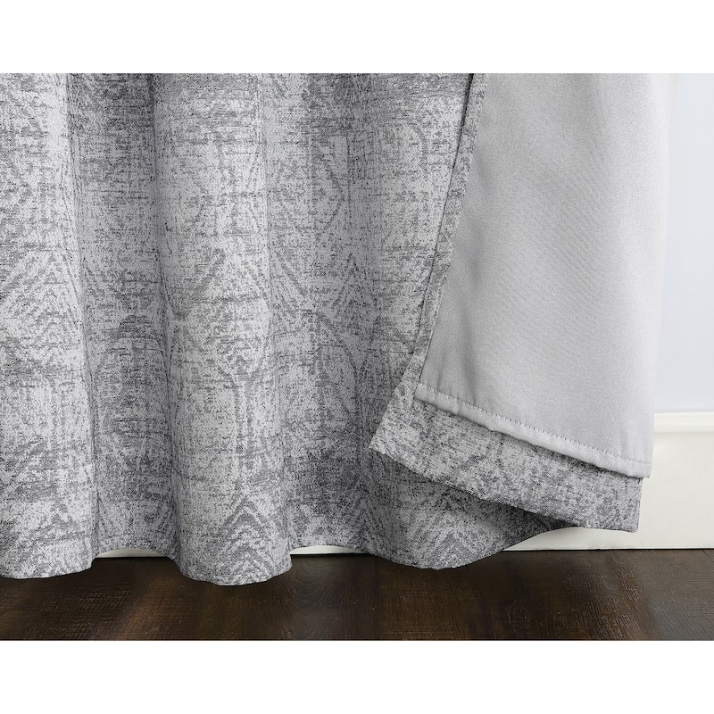 Sun Zero Darren Distressed Global Blackout Lined Grommet Curtain Panel, Single Panel