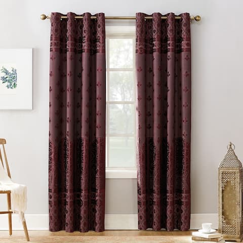 Sun Zero Elidah Velvet Medallion Blackout Grommet Curtain Panel, Single Panel