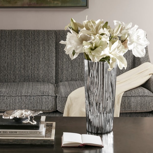 Madison Park Signature Braxton Silver Vase - Large