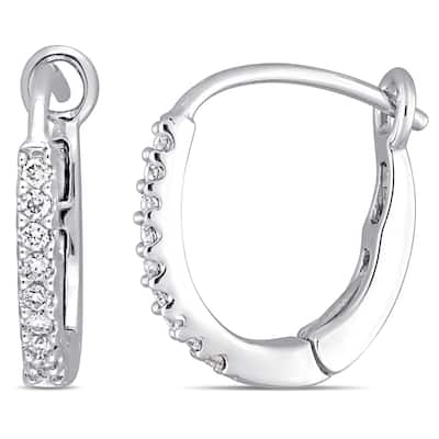 Miadora Signature Collection 10k White Gold 1/7ct TDW Diamond Hoop Earrings