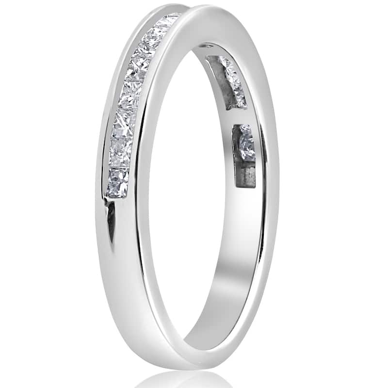 Pompeii3 10k White Gold 1/2 ct TDW Princess Cut Diamond Wedding Ring - White I-J
