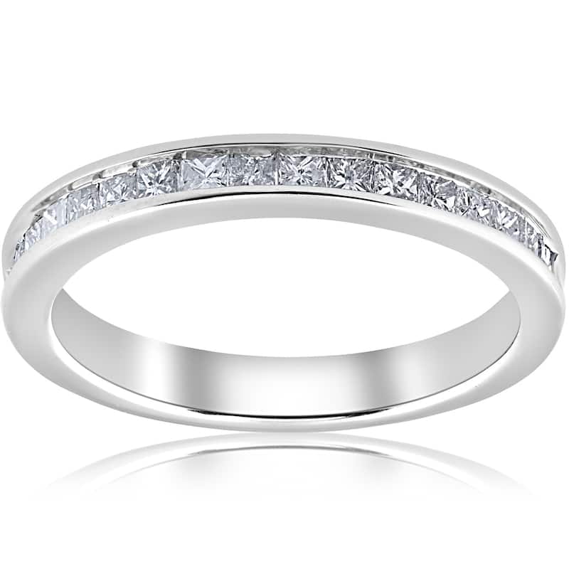 Pompeii3 10k White Gold 1/2 ct TDW Princess Cut Diamond Wedding Ring - White I-J