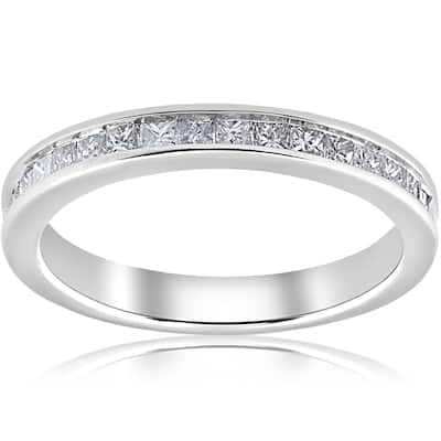 Pompeii3 10k White Gold 1/2 ct TDW Princess Cut Diamond Wedding Ring - White I-J