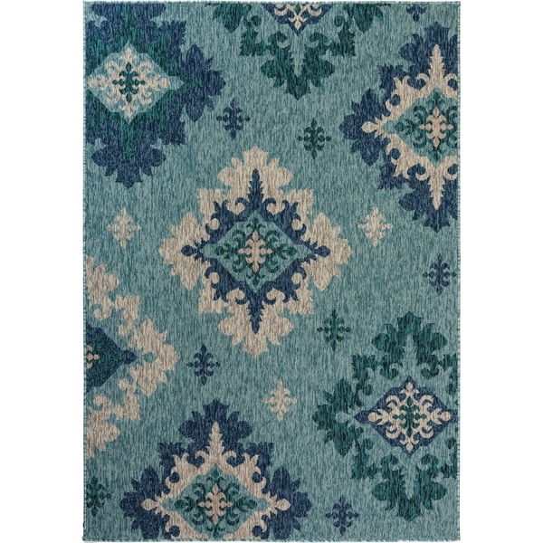 Fab Habitat Essentials Indoor/Outdoor Weather Resistant Floor Mat/Rug Palermo - Damask (5ft 2in x 7ft 5in) - Terrace