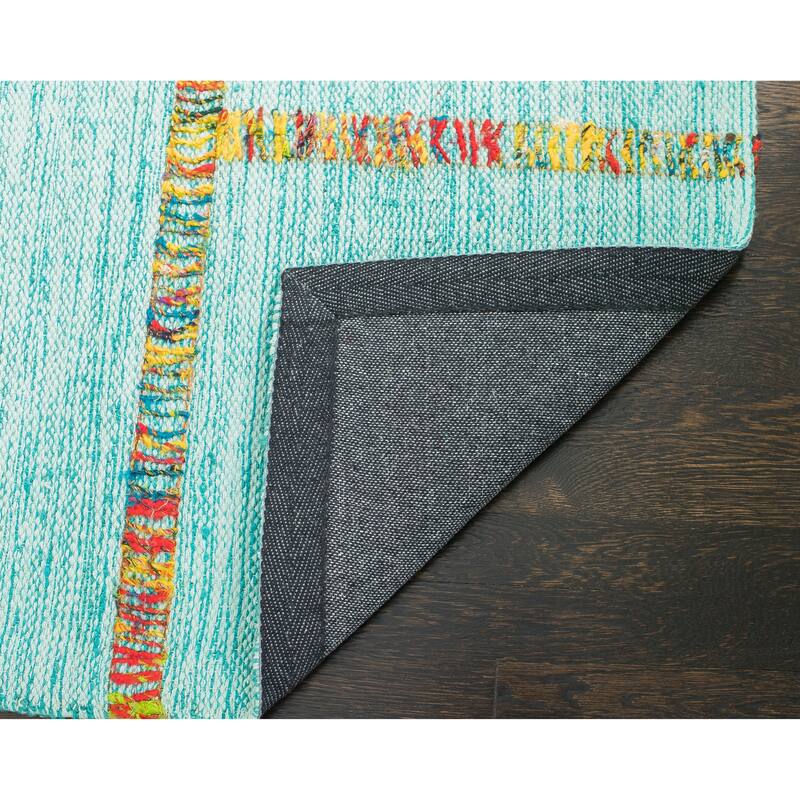 Jani Adia Turquoise Blue Jute Blend Flatweave Rug