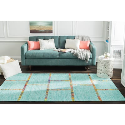 Jani Adia Turquoise Blue Jute Blend Flatweave Rug