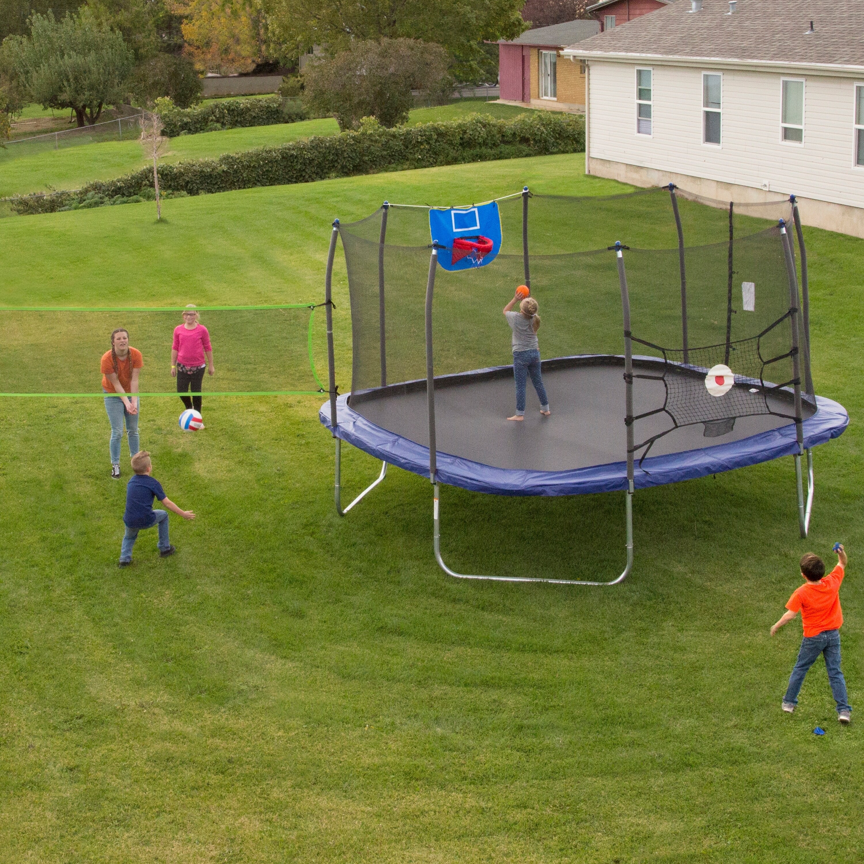 Skywalker Trampolines 13 Square Sports Arena Trampoline With Enclosure Blue Overstock 18016500