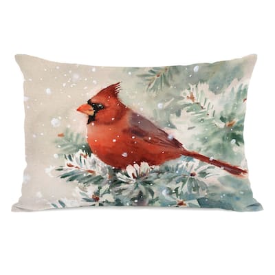 Christmas Cardinal - Multi 14x20 Throw Pillow by One Bella Casa