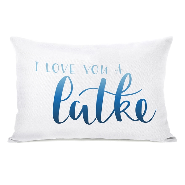 Love You A Latke - White 14x20 Throw Pillow by OBC