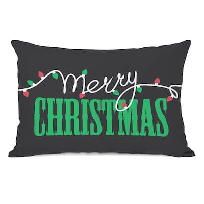Merry Christmas Light Strand - Multi 14x20 Throw Pillow by OBC