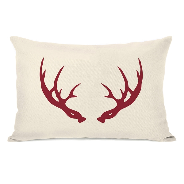 Huntsman Antlers Inverted - Ivory Red 14x20 Throw Pillow by OBC. Opens flyout.
