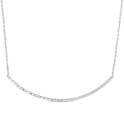 Miadora Signature Collection 14k White Gold 1/7ct TDW Diamond Curved Bar Necklace