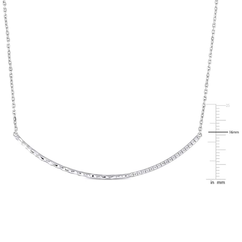 Miadora Signature Collection 14k White Gold 1/7ct TDW Diamond Curved Bar Necklace