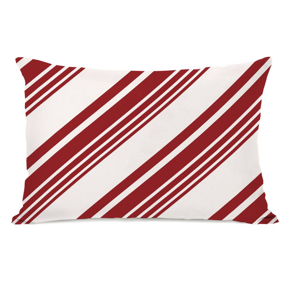 Candy Cane Pattern - Red 14x20 Throw Pillow by OBC
