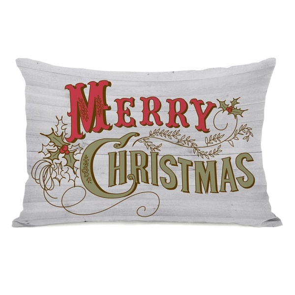 Shop Retro Merry Christmas White Multi 14x20 Throw Pillow By Obc