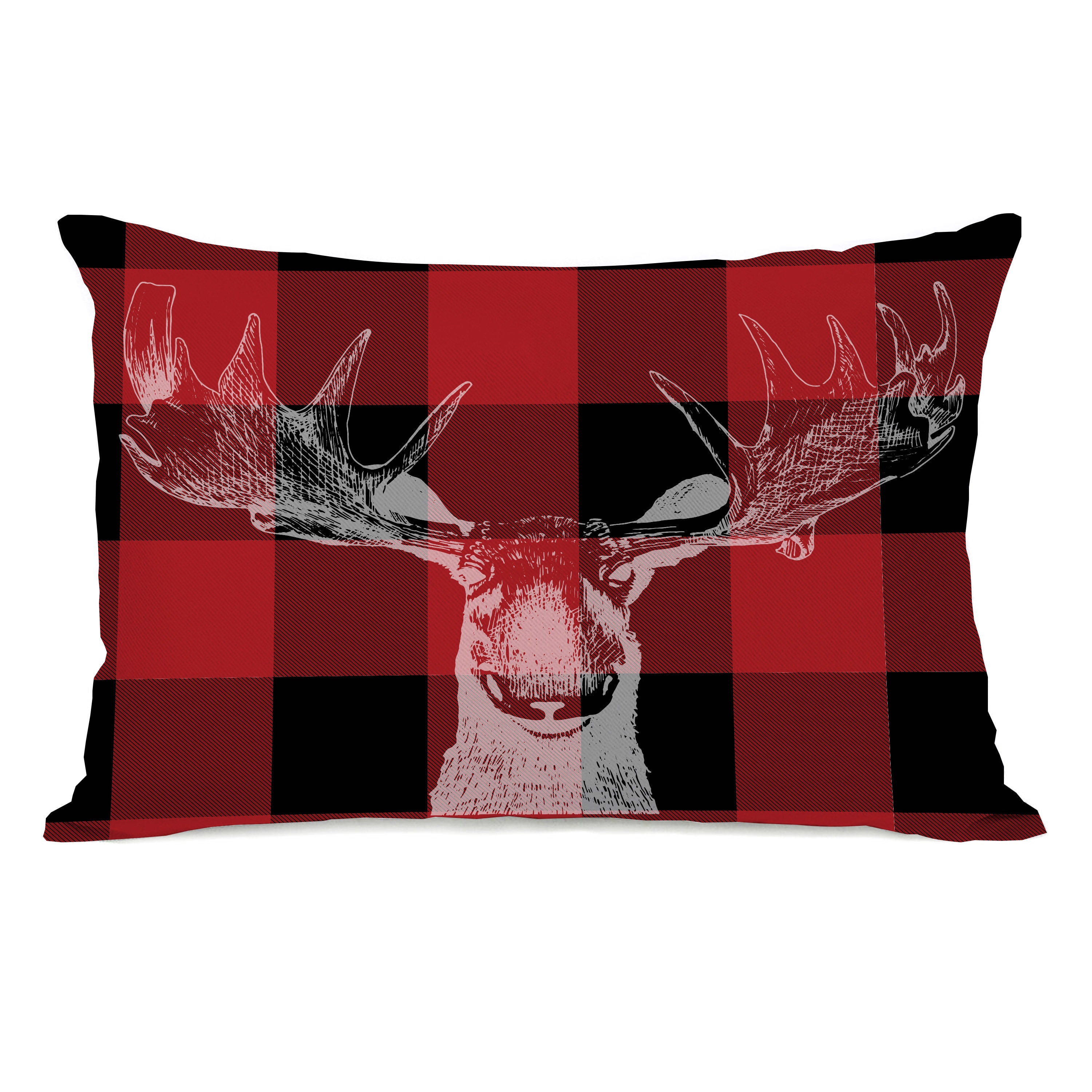 Shop Buffalo Check Moose Red Black 14x20 Throw Pillow By Obc