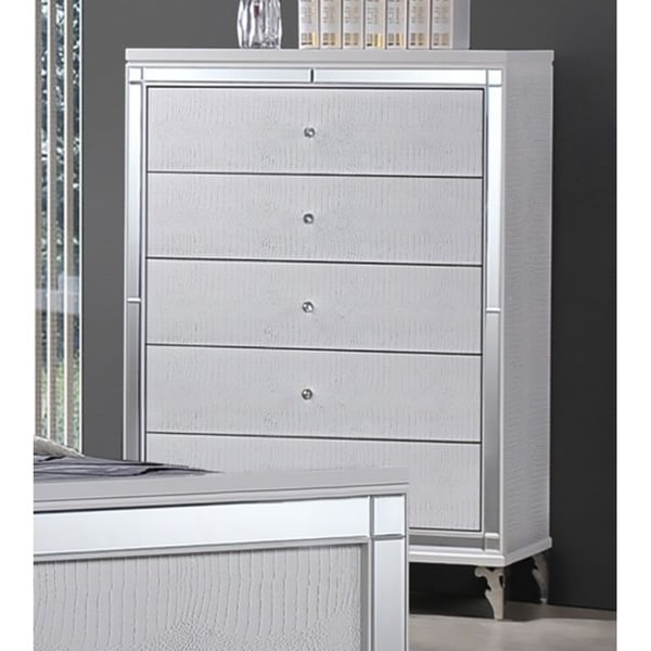 Best Quality Furniture Metallic White 5-drawer Chest