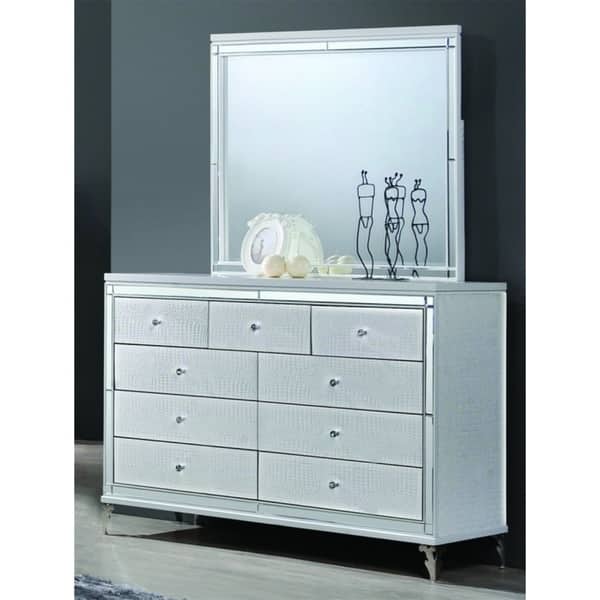 Shop Best Quality Furniture 2 Piece Metallic White Dresser And