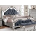 Shop Best Quality Furniture Glam Grey Velvet Tufted Panel Bed - Free