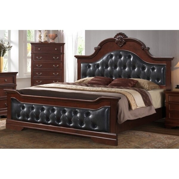 Best Quality Furniture Antique Brown Tufted Panel Bed