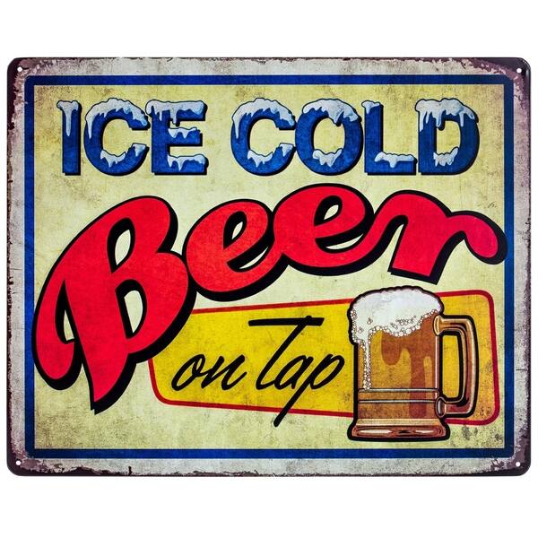 Vintage Ice Cold Beer on Tap Wall Sign Vintage Ice Cold Beer on Tap Wall Sign
