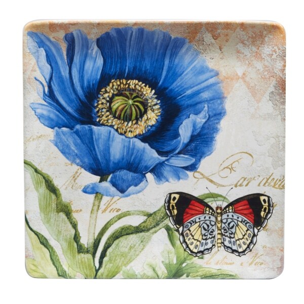 Certified International Poppy Garden 12.5 inch Square Platter