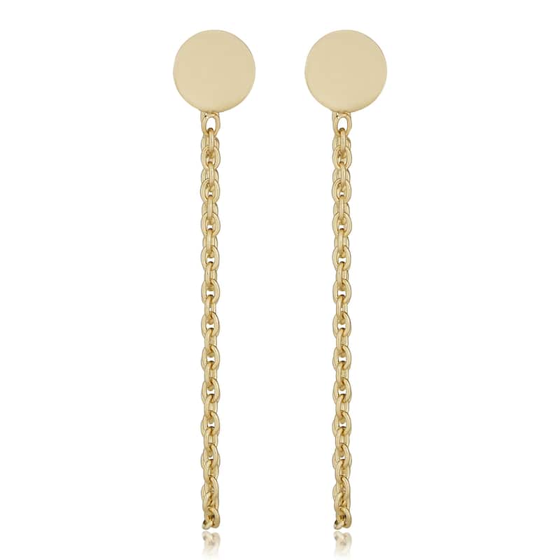 Fremada 14k Yellow Gold Drape Chain Disc Earrings
