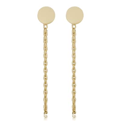 Fremada 14k Yellow Gold Drape Chain Disc Earrings