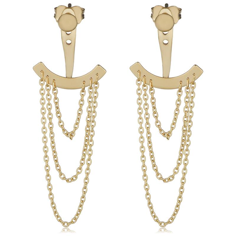 Fremada 14k Yellow Gold Triple Layer Drape Ear Jacket Earrings