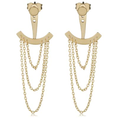 Fremada 14k Yellow Gold Triple Layer Drape Ear Jacket Earrings
