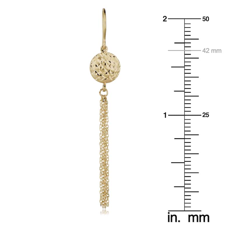 Fremada 14k Yellow Gold Diamond-cut Disc Tassel Earrings