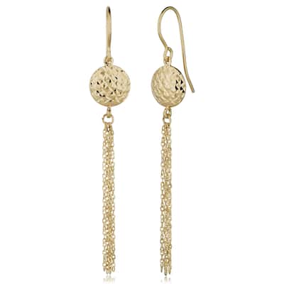 Fremada 14k Yellow Gold Diamond-cut Disc Tassel Earrings