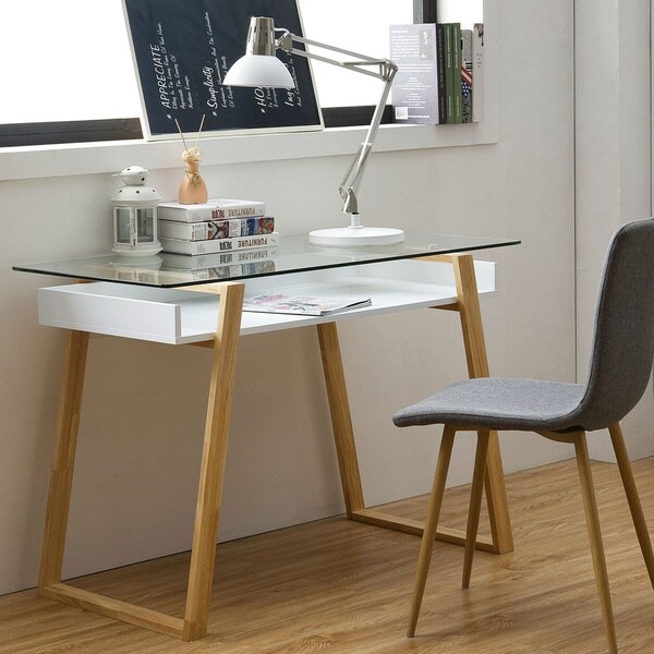 Poly and Bark Segovia Glass Top Desk