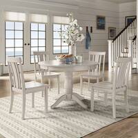 Wilmington II Round Pedestal Base Antique White 5-Piece Dining Set by iNSPIRE Q Classic