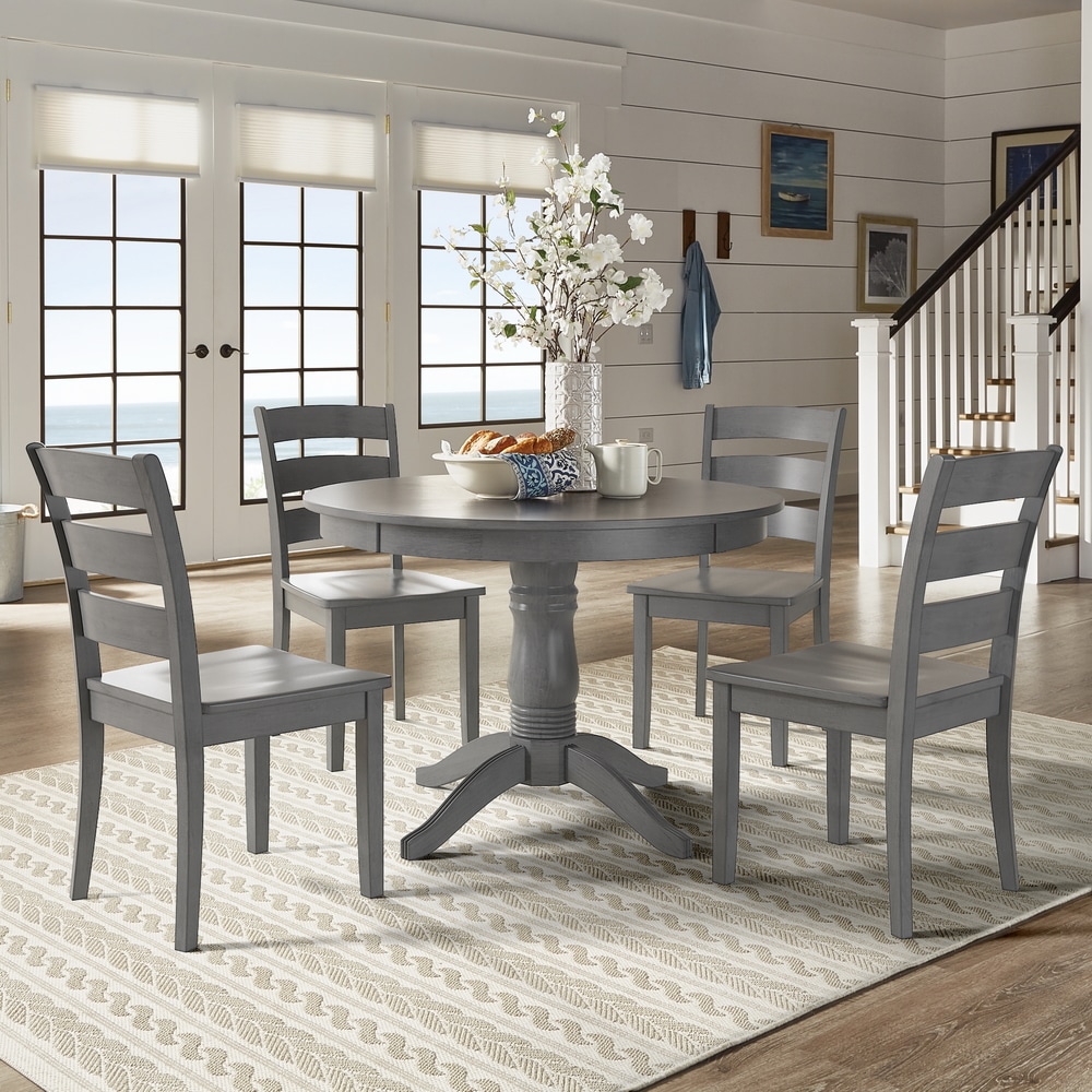 iNSPIRE Q Classic Wilmington II Round Pedestal Base Antique Grey 5-Piece Dining Set