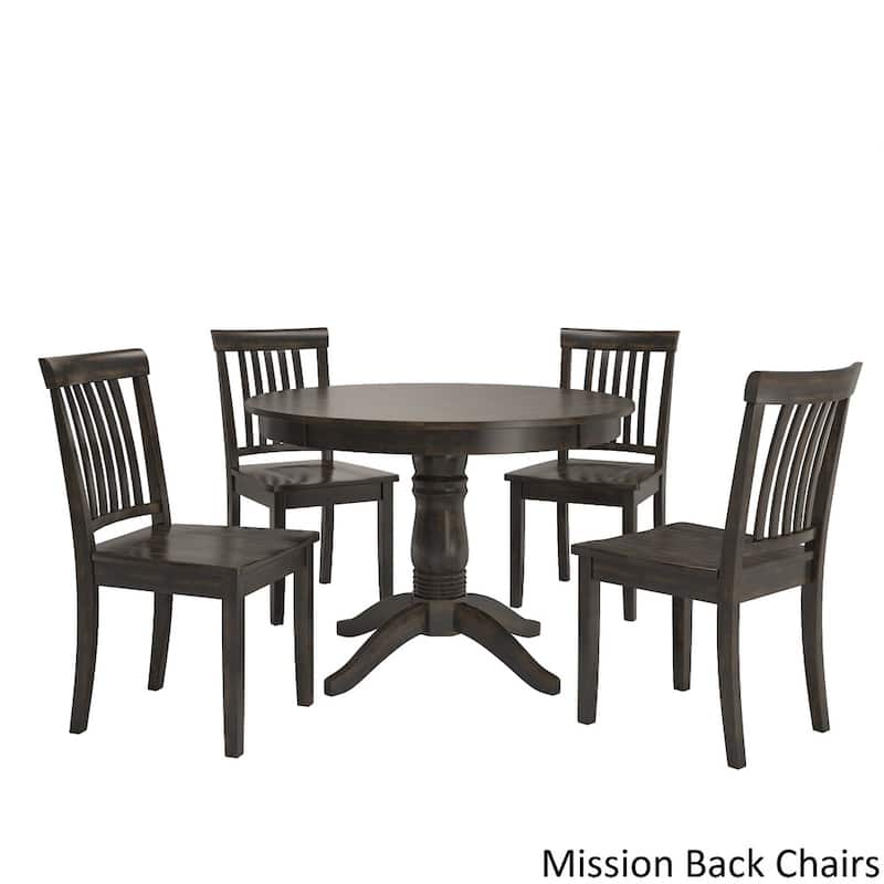 Wilmington II Round Pedestal Base Antique Black 5-Piece Dining Set by iNSPIRE Q Classic - Mission Back