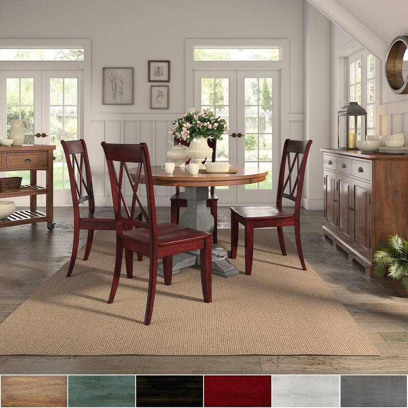 Eleanor Antique Grey Round Top Solid Wood Dining Set - X Back by iNSPIRE Q Classic