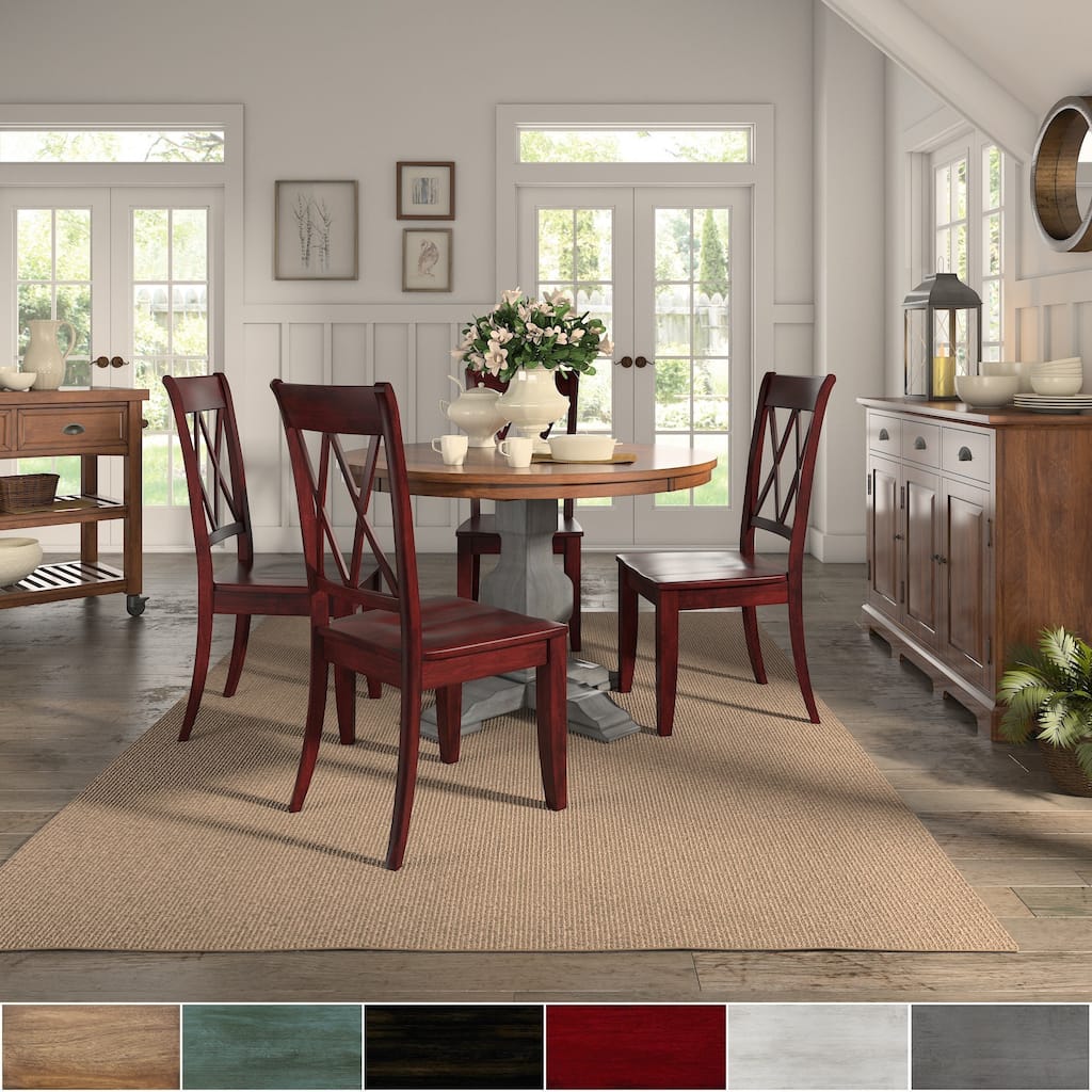 Eleanor Antique Grey Round Top Solid Wood Dining Set - X Back by iNSPIRE Q Classic