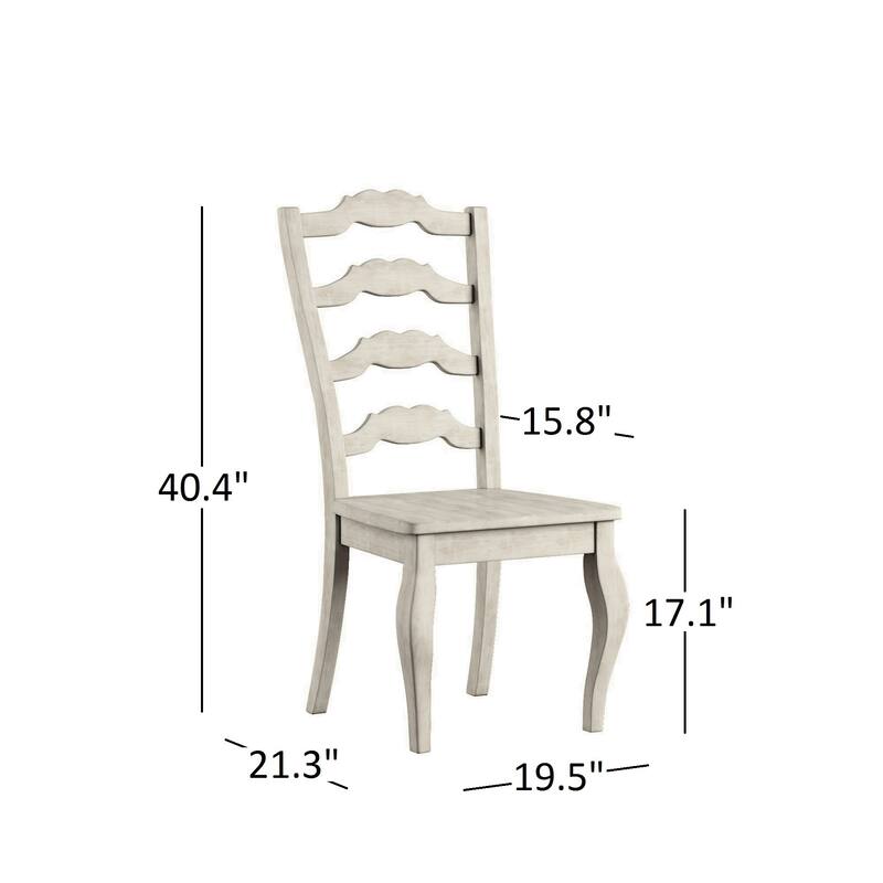 Eleanor Antique Grey Round Top Solid Wood Dining Set - French Ladder Back by iNSPIRE Q Classic