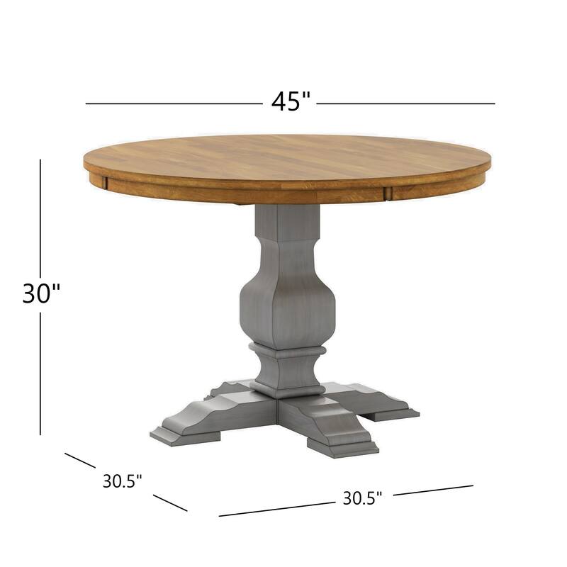 Eleanor Antique Grey Round Top Solid Wood Dining Set - French Ladder Back by iNSPIRE Q Classic