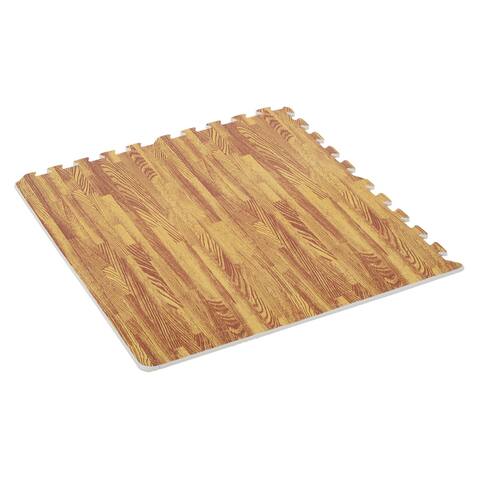Soozier 72 Square Foot Puzzle Foam Protective Floor Interlocking Tile Mats - Wood