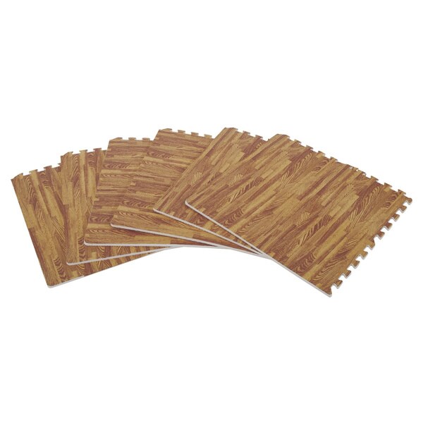 Soozier 72 Sq Ft Interlocking Floor Mat Eva Foam Tile Wood Grain