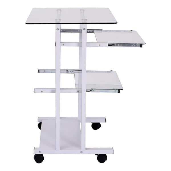 Shop Homcom 33 Contemporary Glass Top Portable Workstation Desk