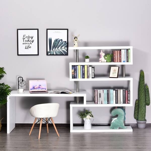 Homcom 94 In White Modern L Shaped Computer Desk Overstock 18019829
