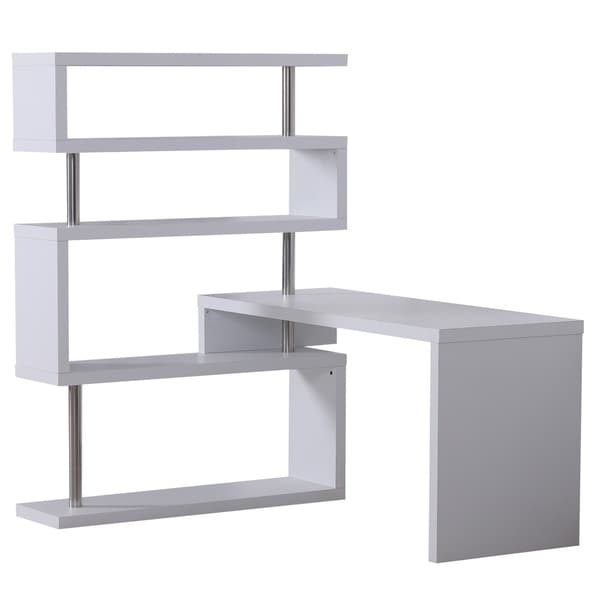 HomCom 94-in White Modern L-Shaped Computer Desk
