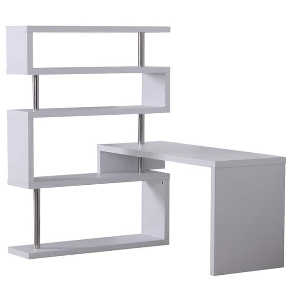 Shop Homcom 94 In Modern Corner Rotating Combo L Shaped Computer