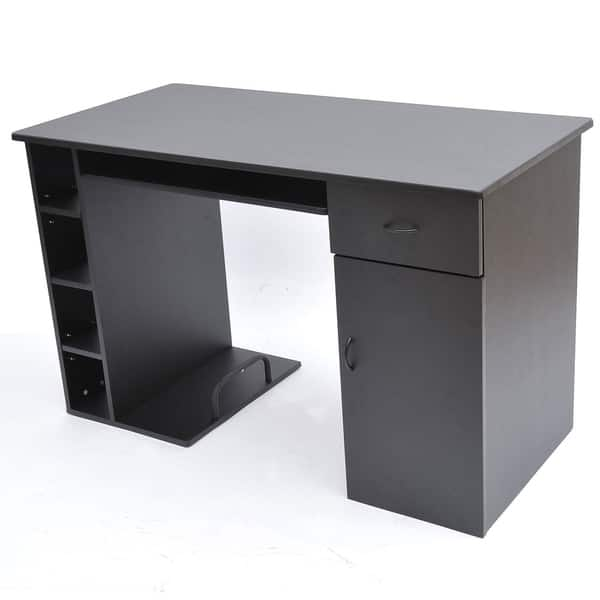 Shop Homcom 47 In Compact Modern Home Office Desk With Shelving